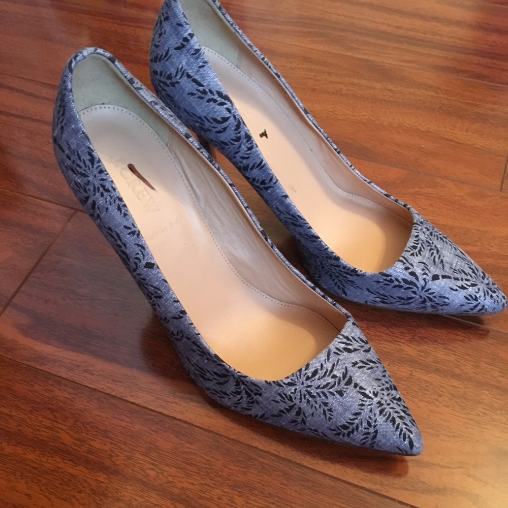 J Crew Denim Patterned heels